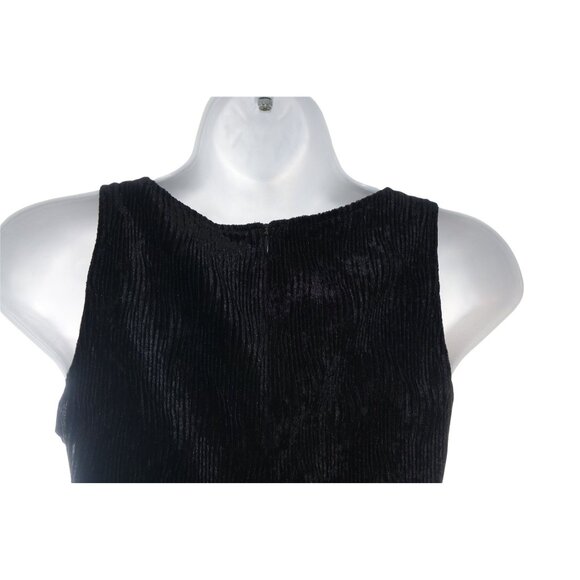 90s Y2k Black Velvet Size 6 Grunge Goth Dark Romance Dress Long Sleeveless Form - Picture 4 of 8